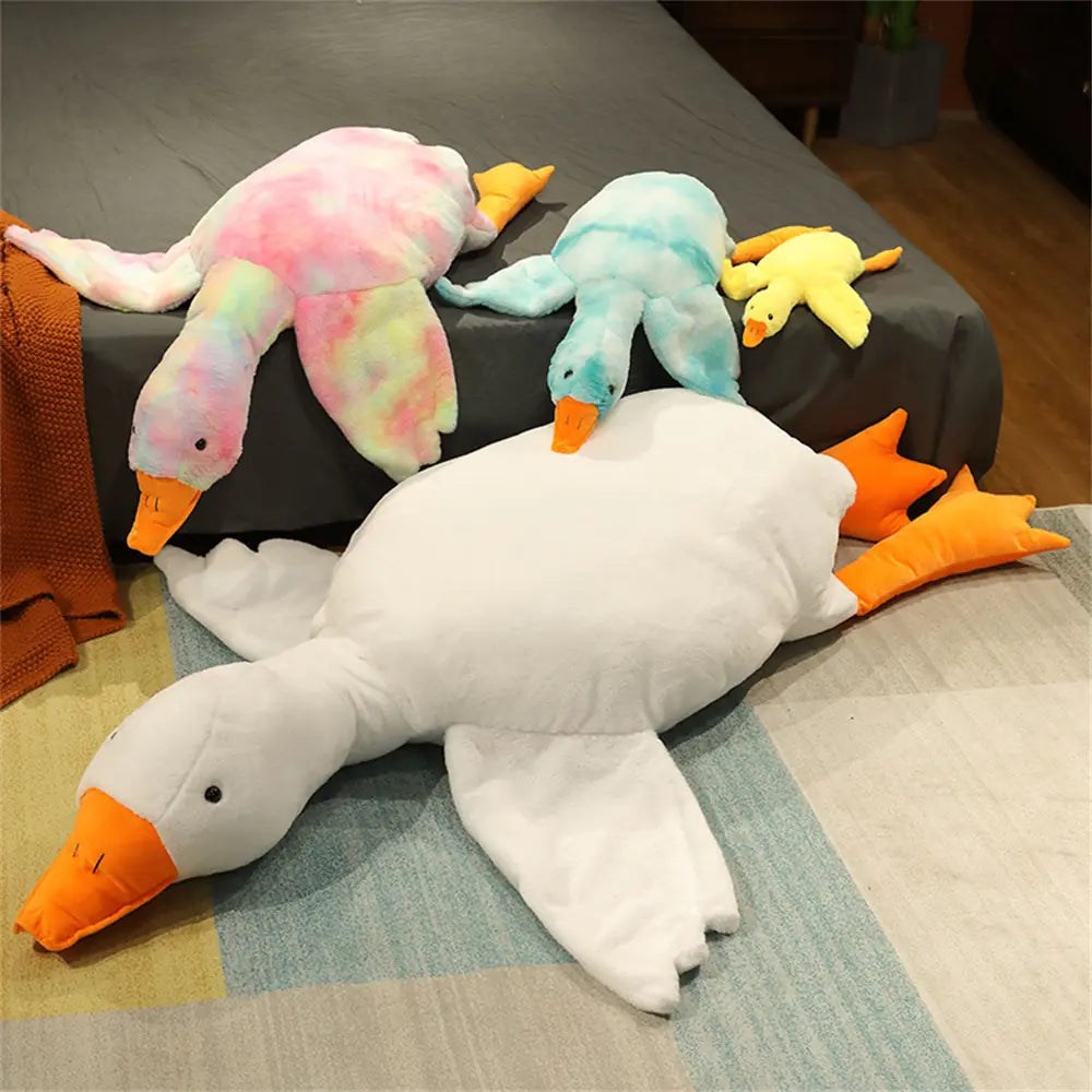 Giant Duck Plush Toys Fluffy Sleep Pillow Cute Animal Stuffed Swan Goose Soft Dolls Floor Mat