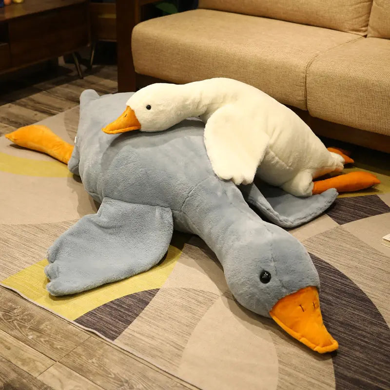 Giant Duck Plush Toys Fluffy Sleep Pillow Cute Animal Stuffed Swan Goose Soft Dolls Floor Mat