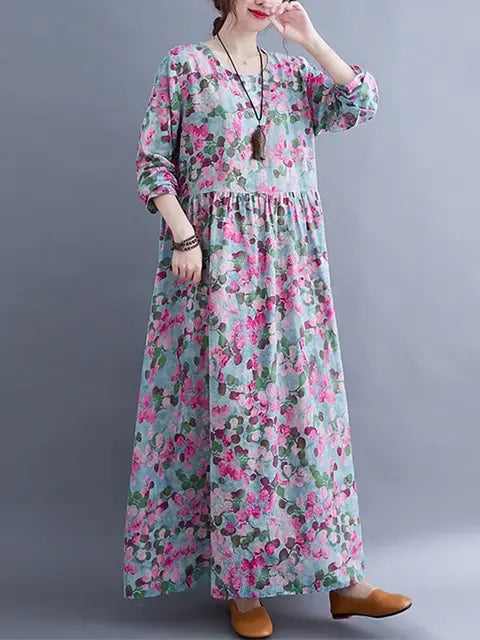 Floral Print Long Sleeve Dresses